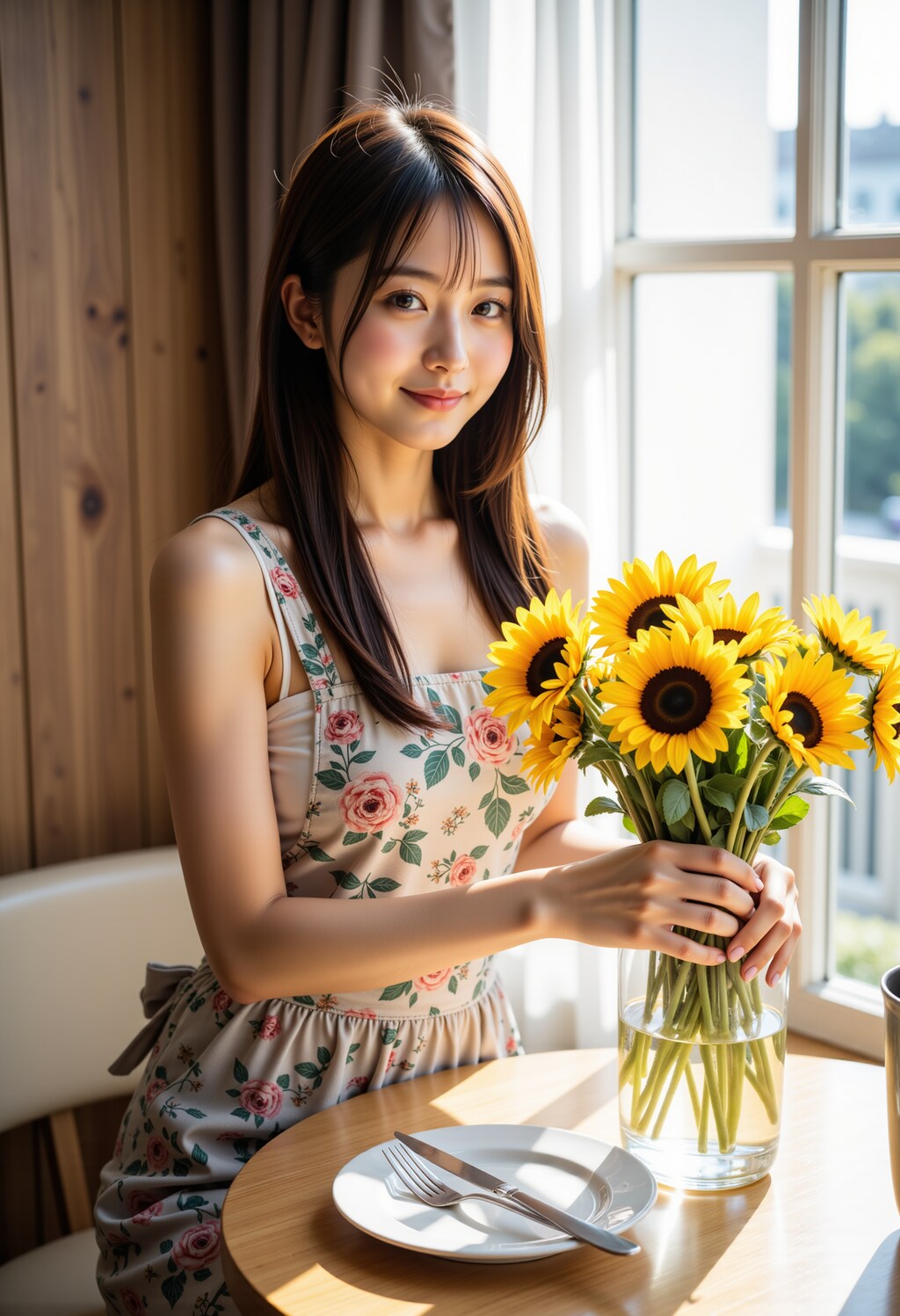 食卓に花を飾る女性 2