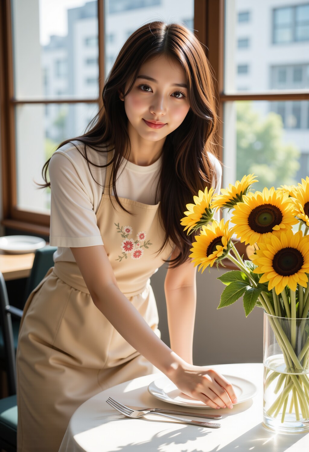 食卓に花を飾る女性 2