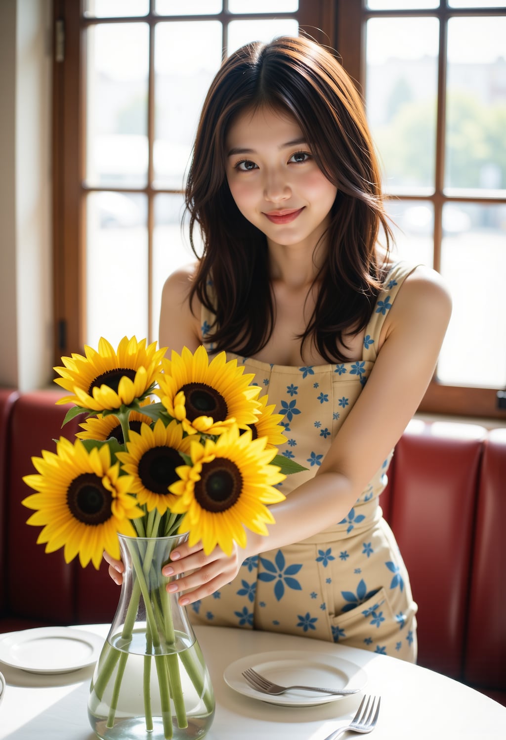 食卓に花を飾る女性 2