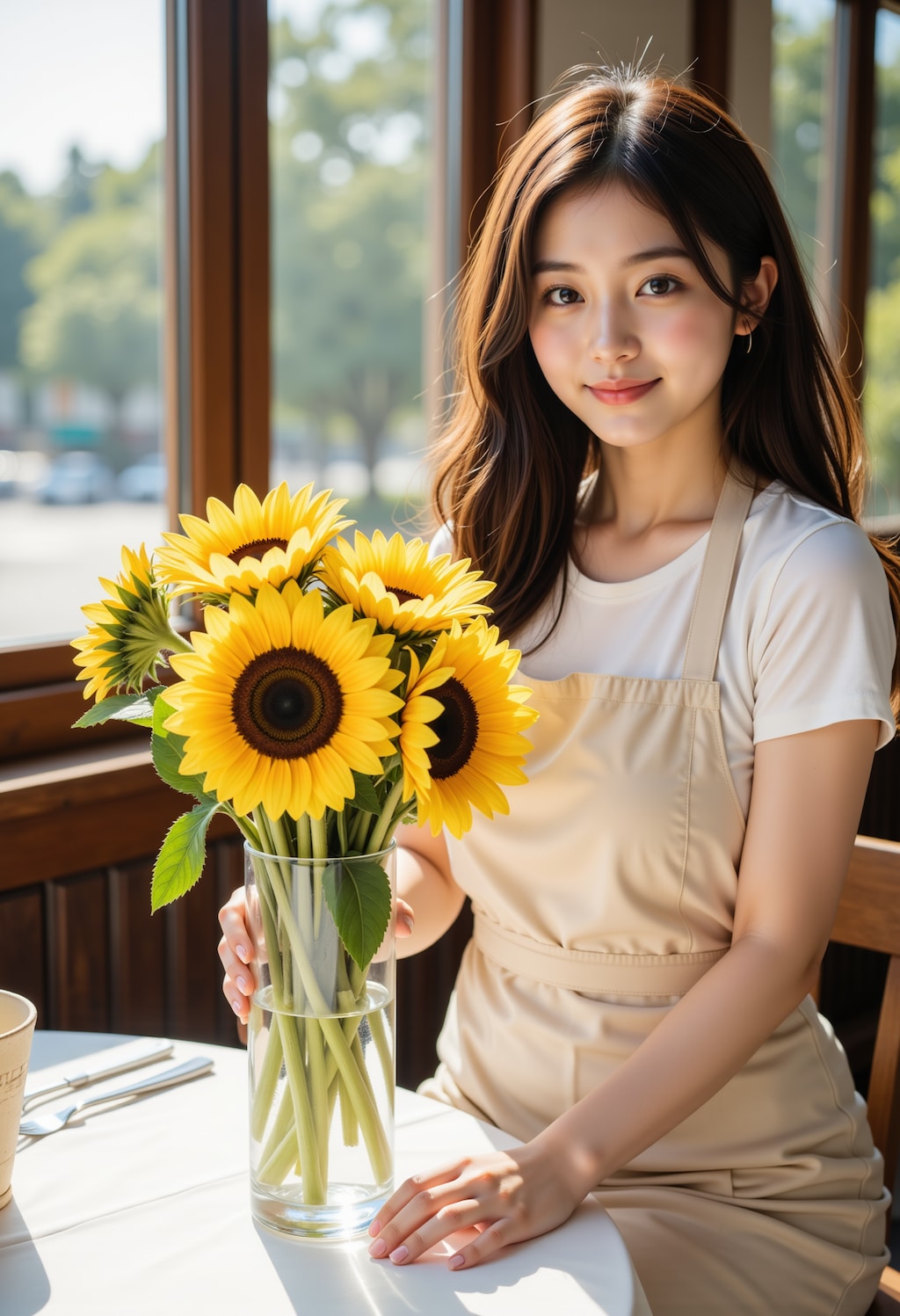 食卓に花を飾る女性 2