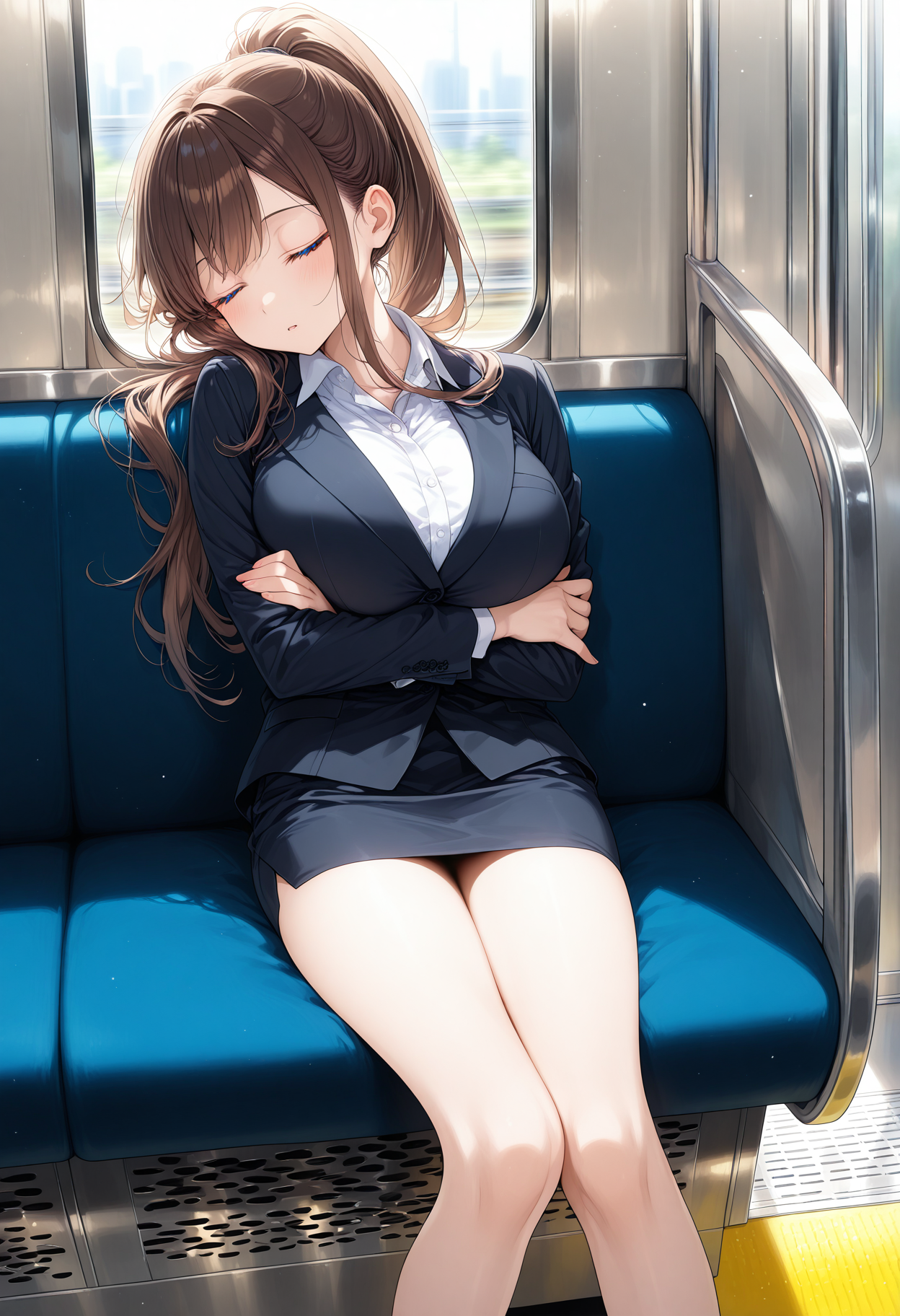 ポニテOL 居眠り