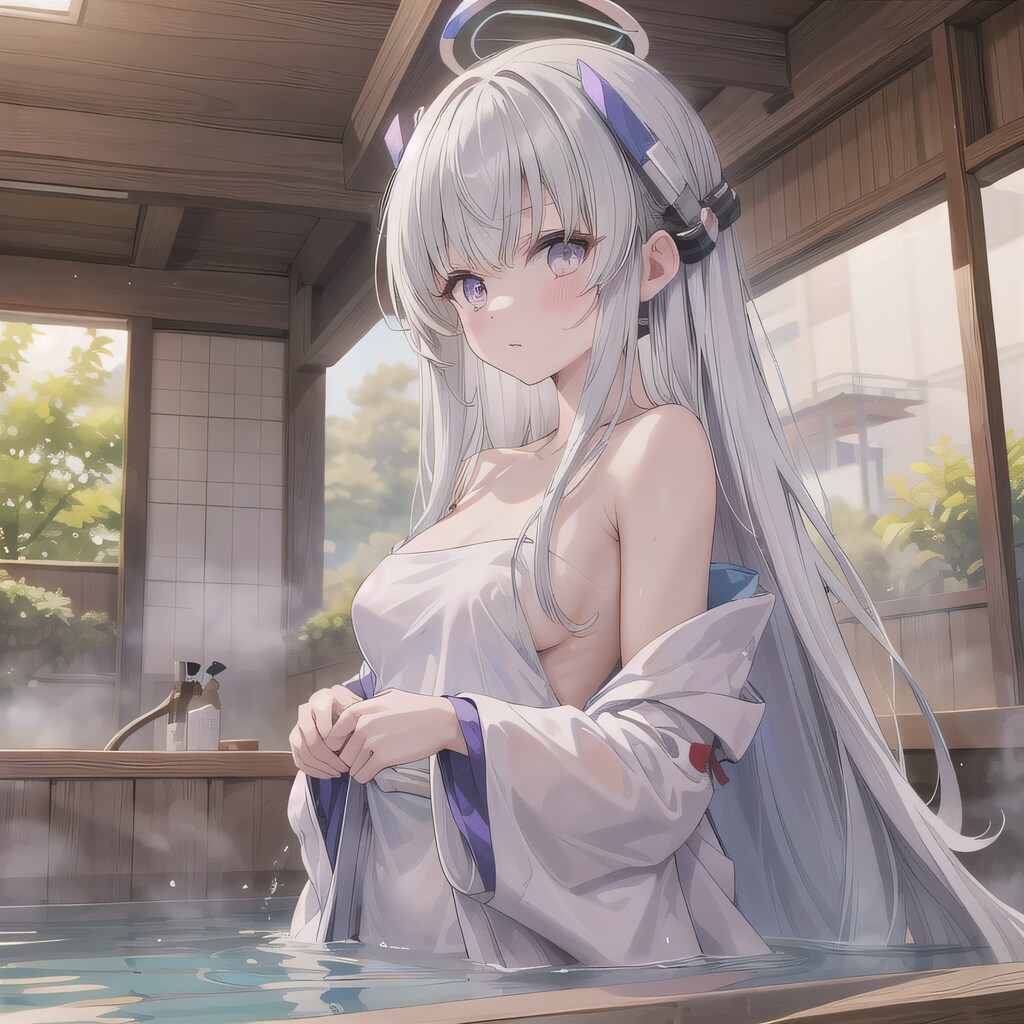 白髪ロングでお風呂の少女１０