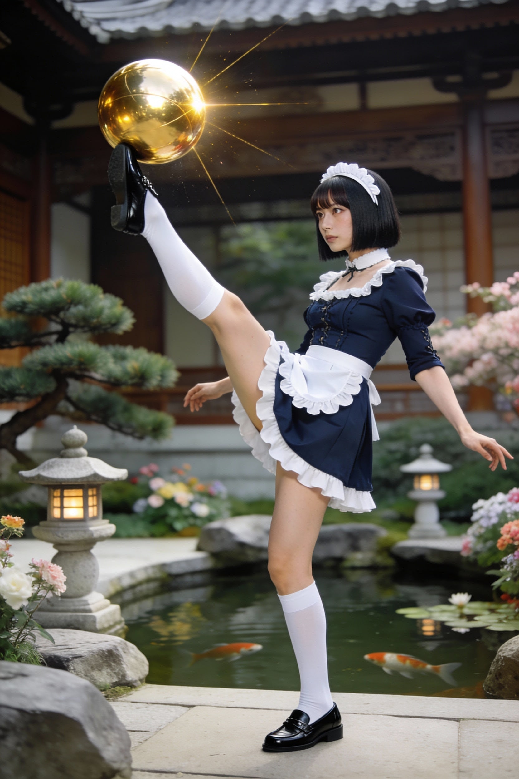 蹴鞠訓練中のメイド（＆執事ちゃん）