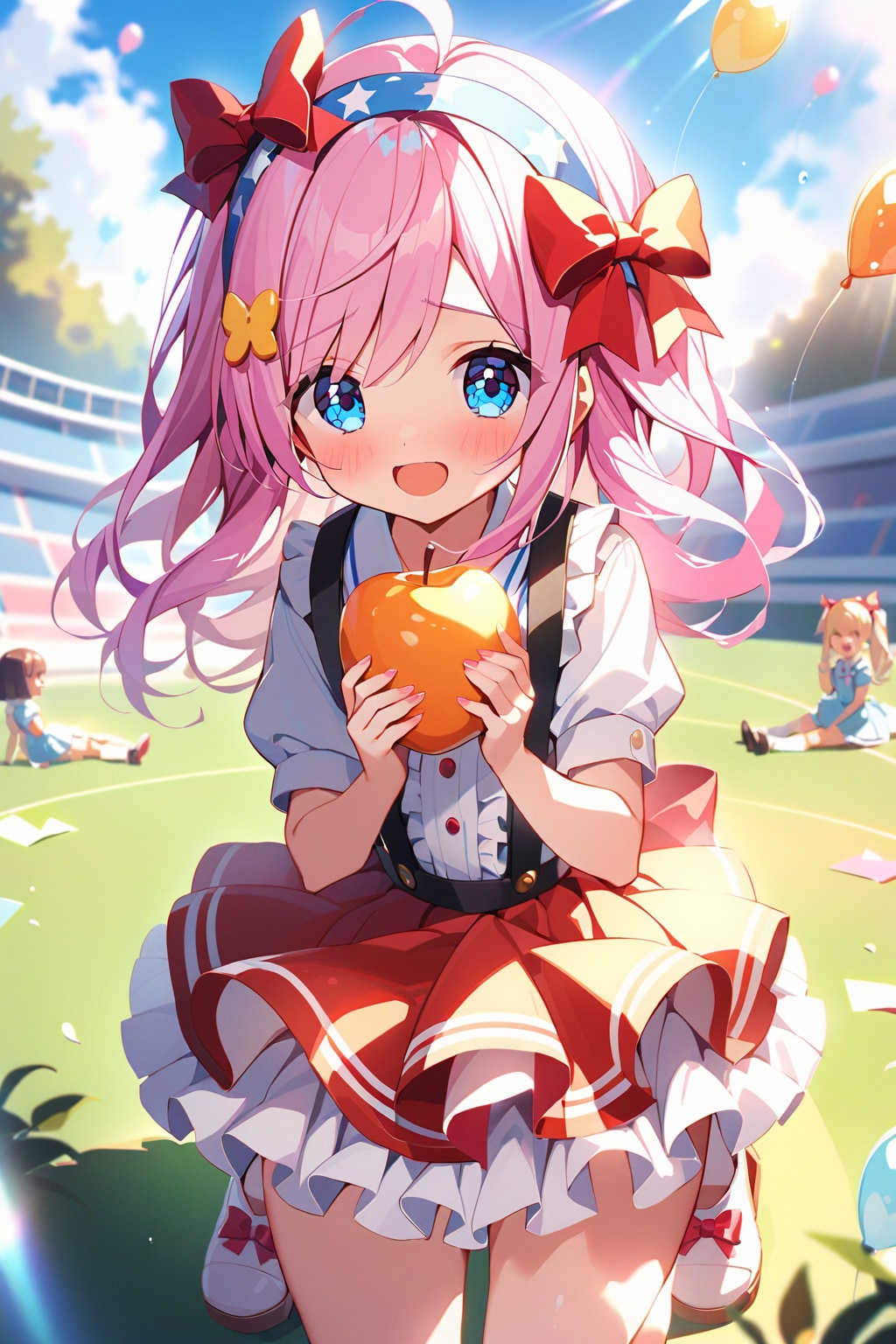 かわいい少女『りんご、どうぞ♪』
