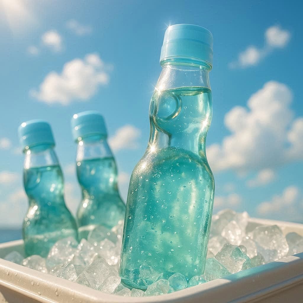 クーラーボックスとラムネ