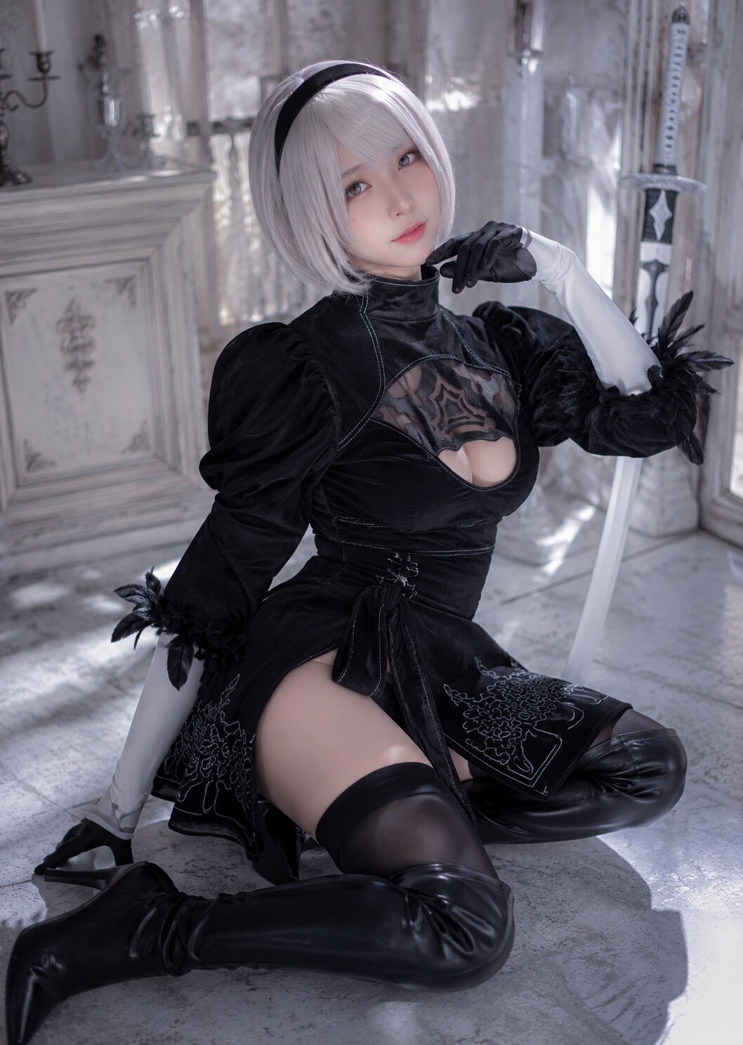 ニーアオートマタ 2Bのコスプレ 眼帯無しバージョン