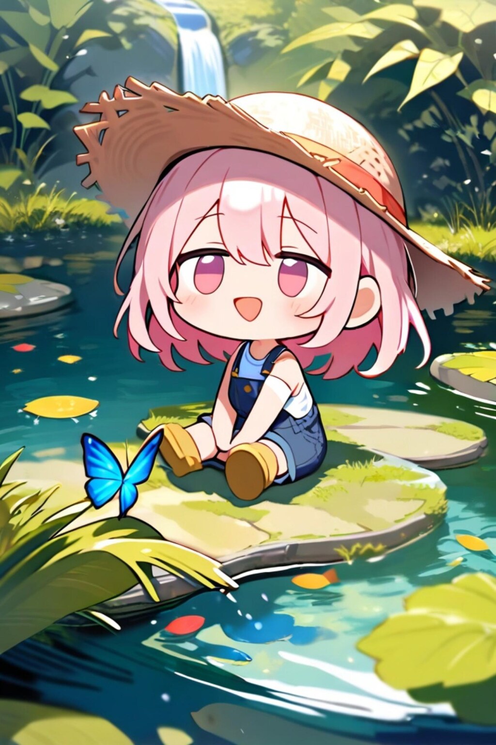 麦わら帽子のピンク髪ちゃん