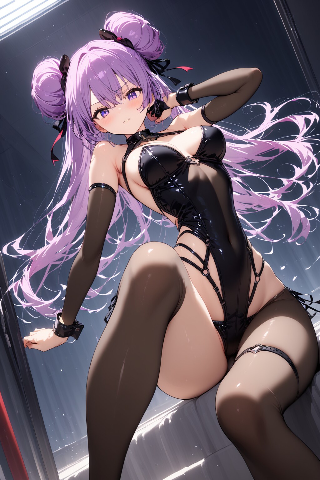 黒いメッシュのレオタード