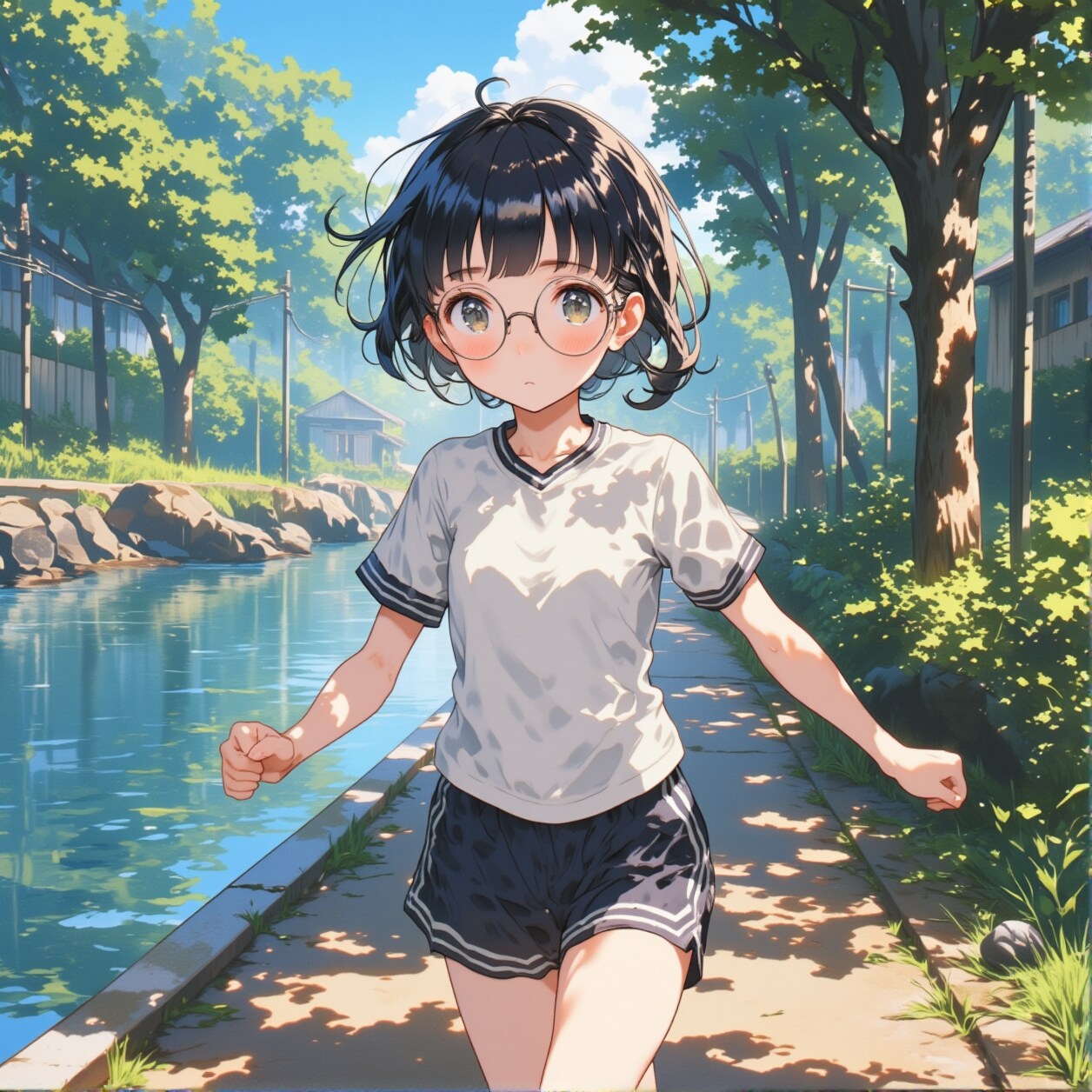 マラソン大会 最下位脱出を目指すめがねちゃん SDXL->FLUXアプスケ等倍 | の人気AIイラスト・グラビア