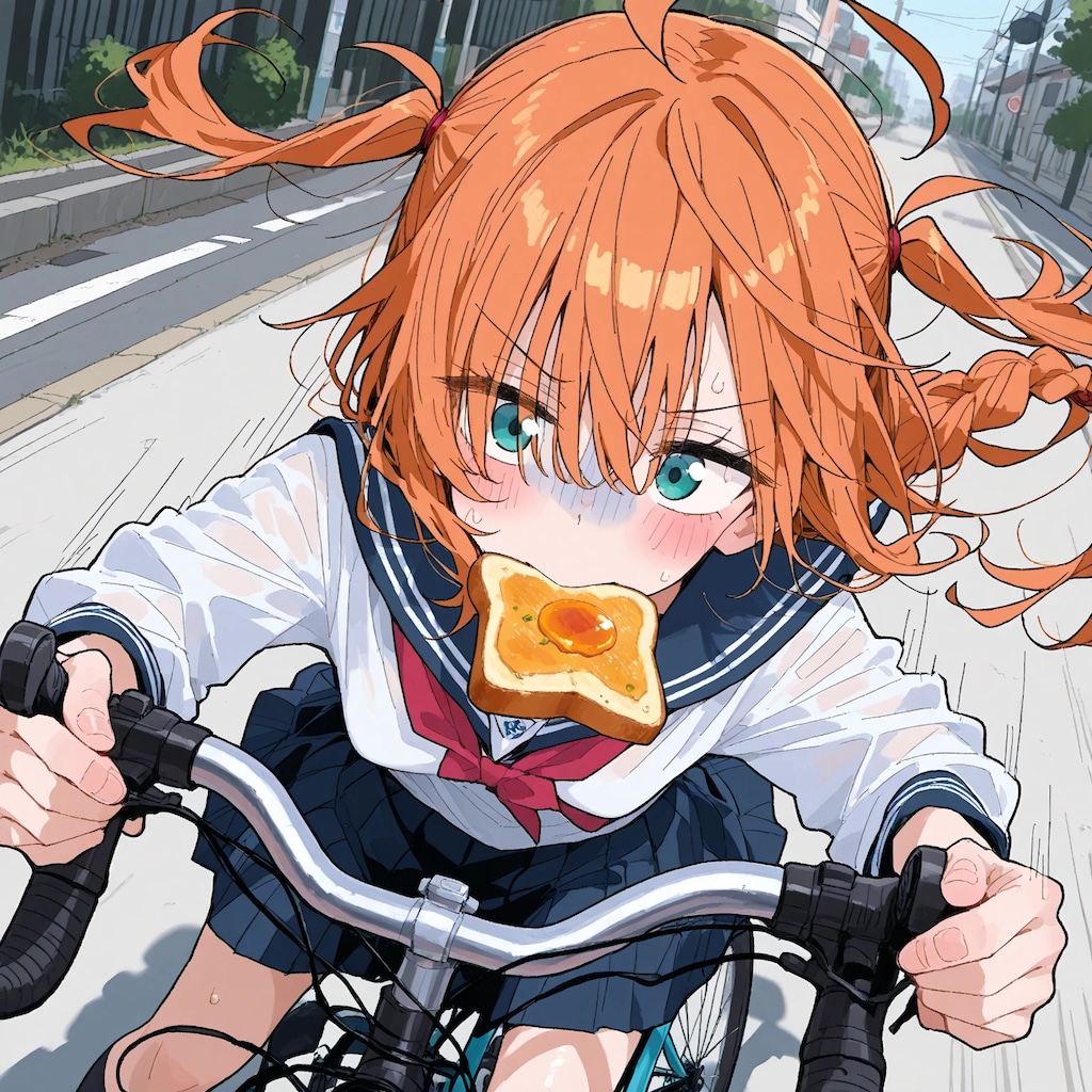 自転車でトーストランディングする目隠れちゃん☆