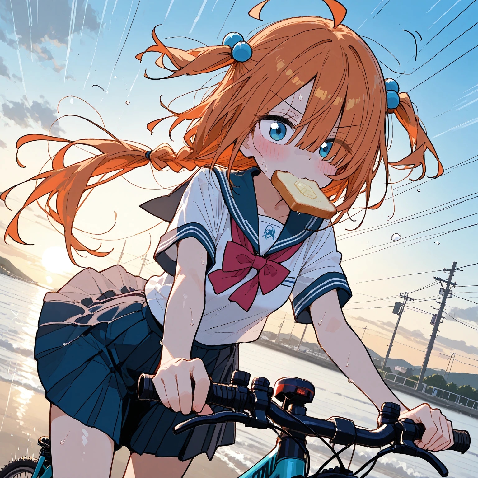 自転車でトーストランディングする目隠れちゃん☆