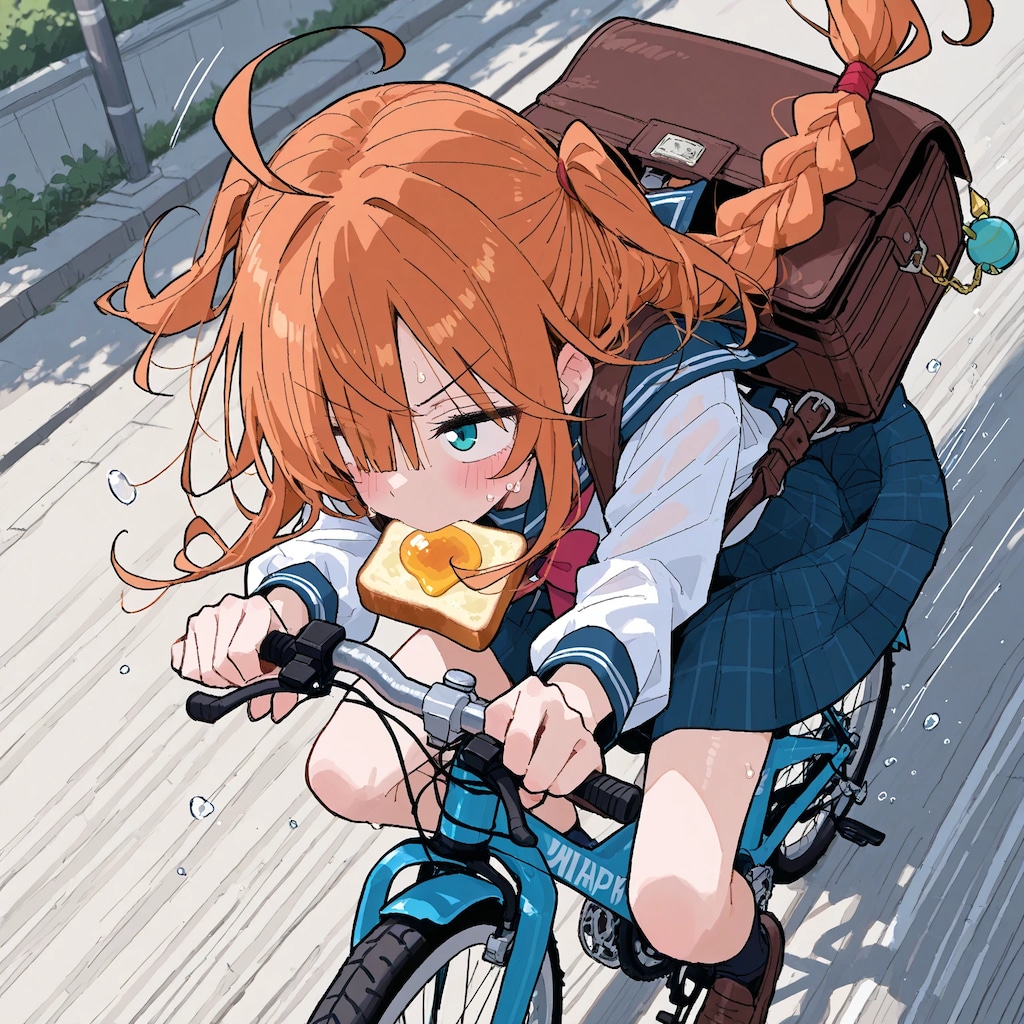 自転車でトーストランディングする目隠れちゃん☆