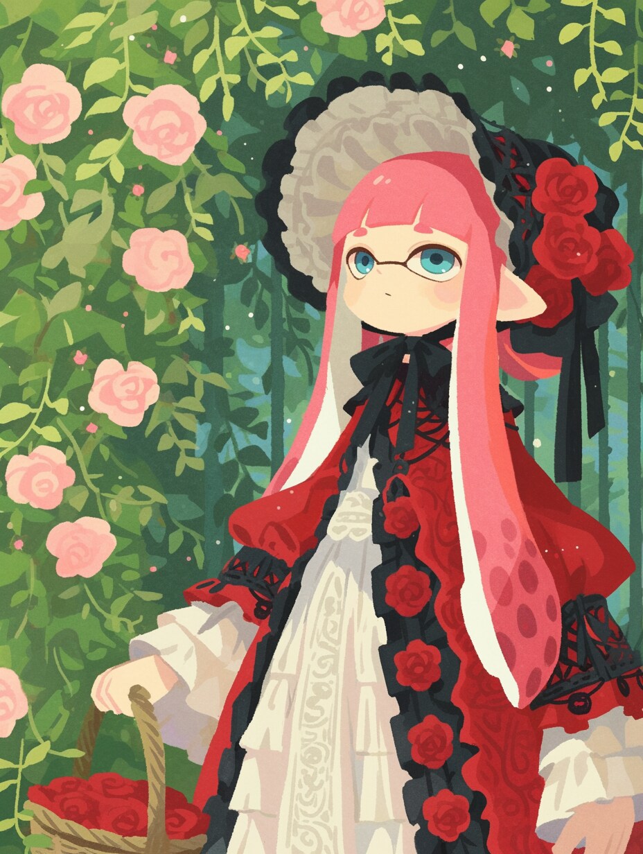 バラ園のイカ嬢