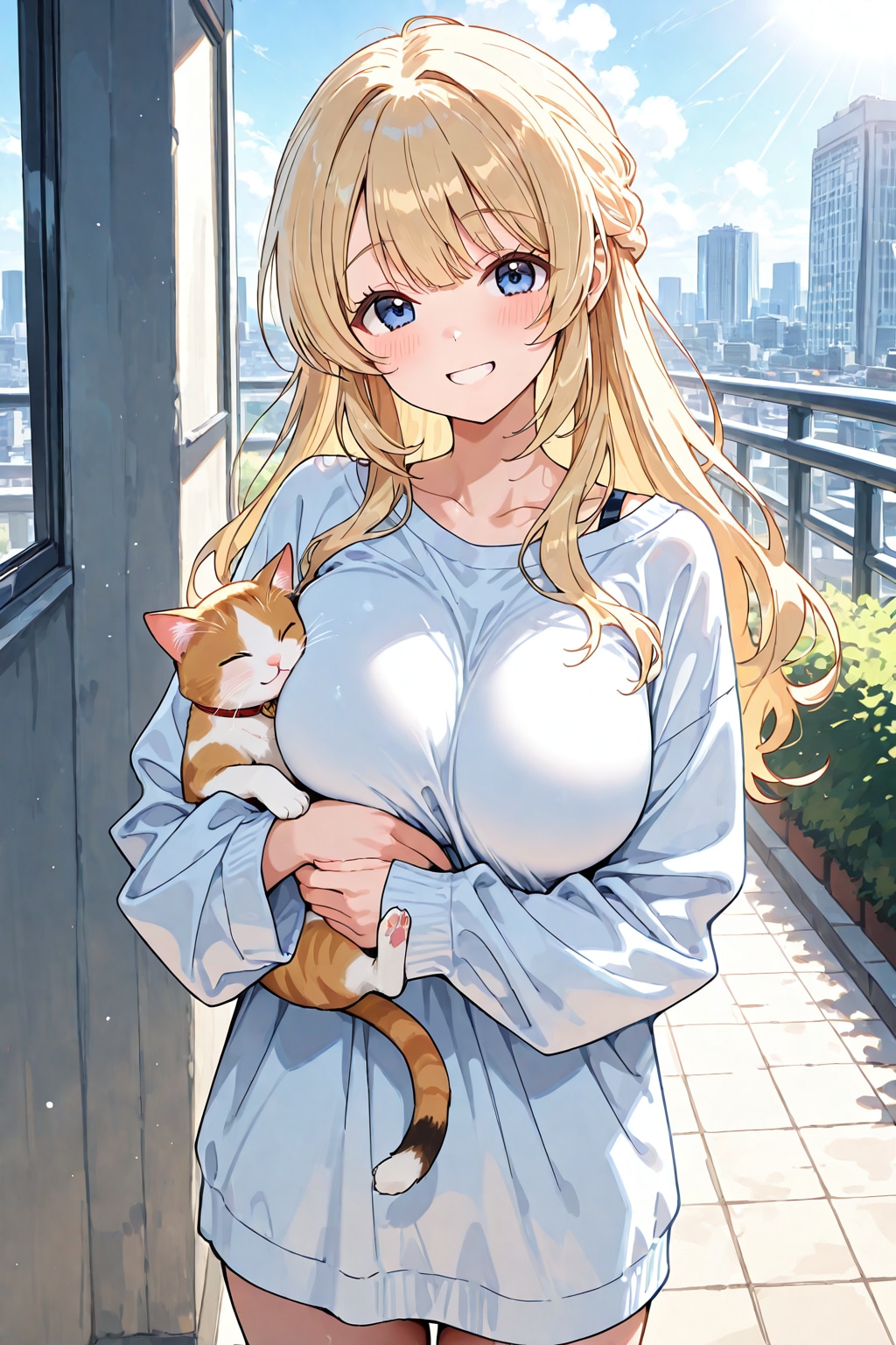 BONSAIで猫と一緒な金髪さん