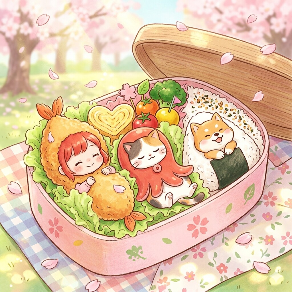 お昼寝するお弁当ちゃん