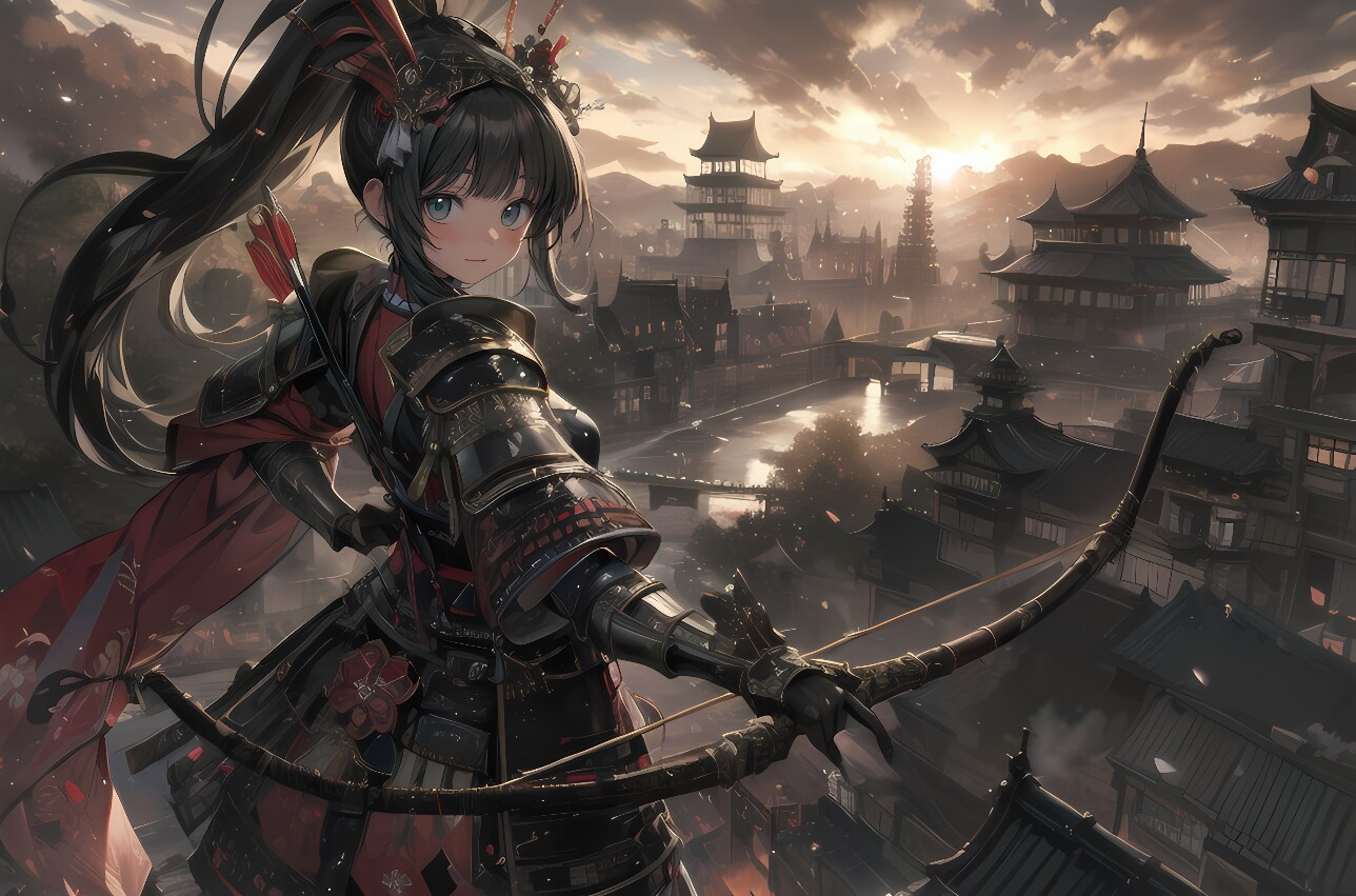 城下町と弓カオルさん | の人気AIイラスト・グラビア