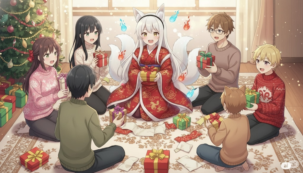 【九尾の久遠】九尾のプレゼント交換 | の人気AIイラスト・グラビア