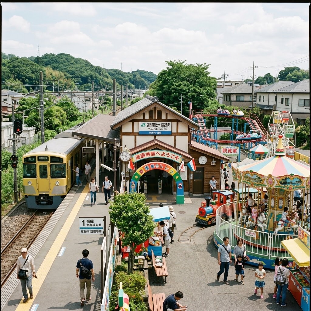 テーマパーク風の駅 | の人気AIイラスト・グラビア