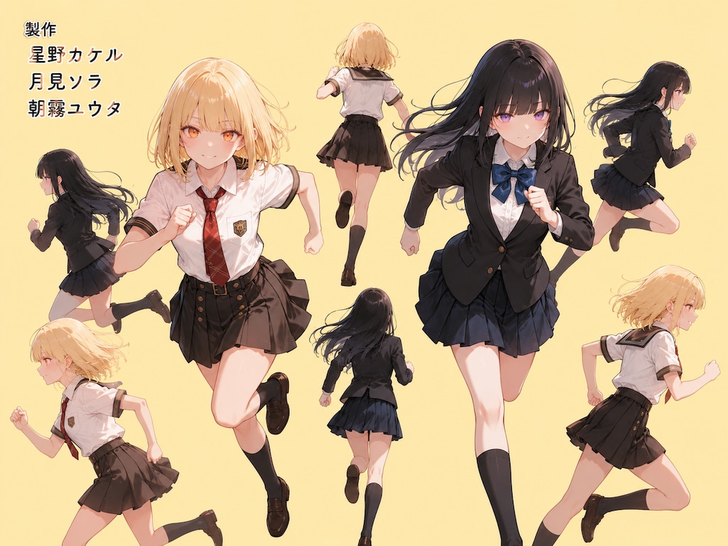 よくみるジャンプと走るシーン