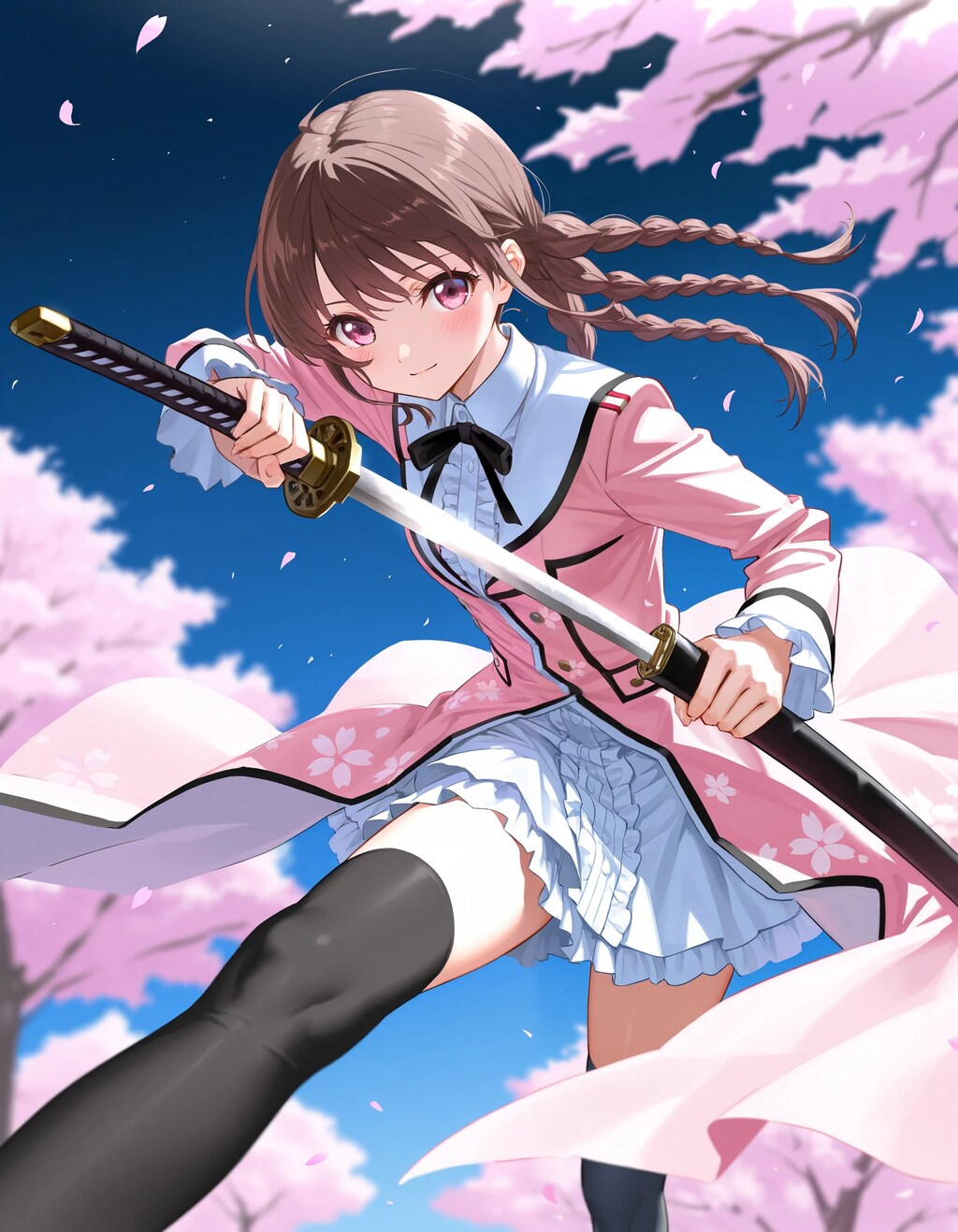 桜柄ミリタリーロリータ