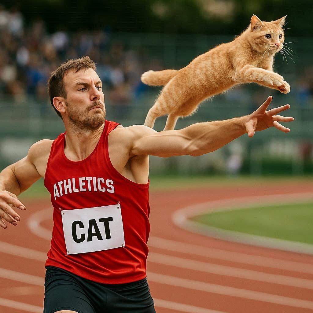 陸上競技に勤しむ猫