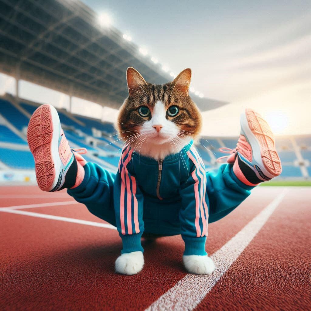 陸上競技に勤しむ猫