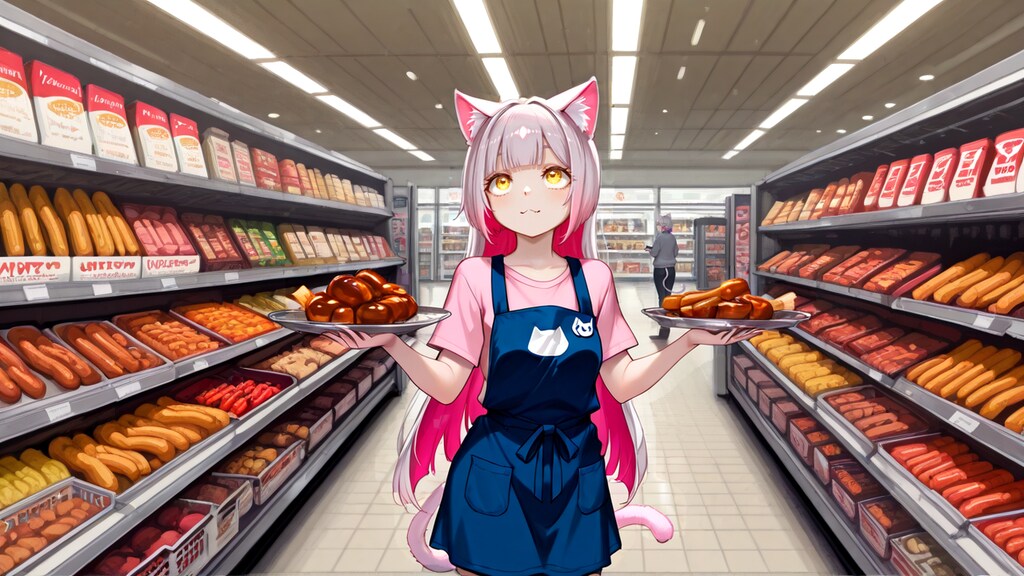 試食コーナーで働くヴィー