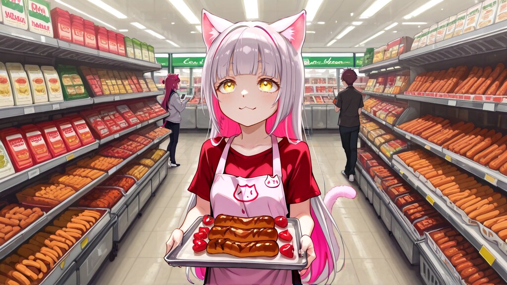 試食コーナーで働くヴィー