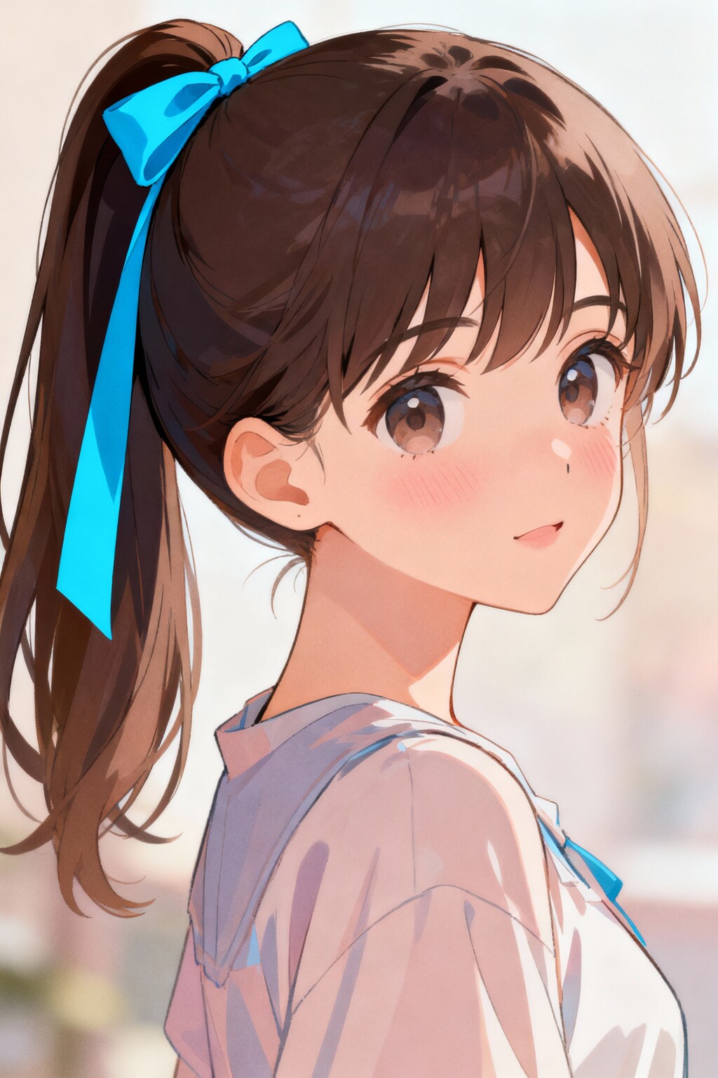 青いリボンの少女