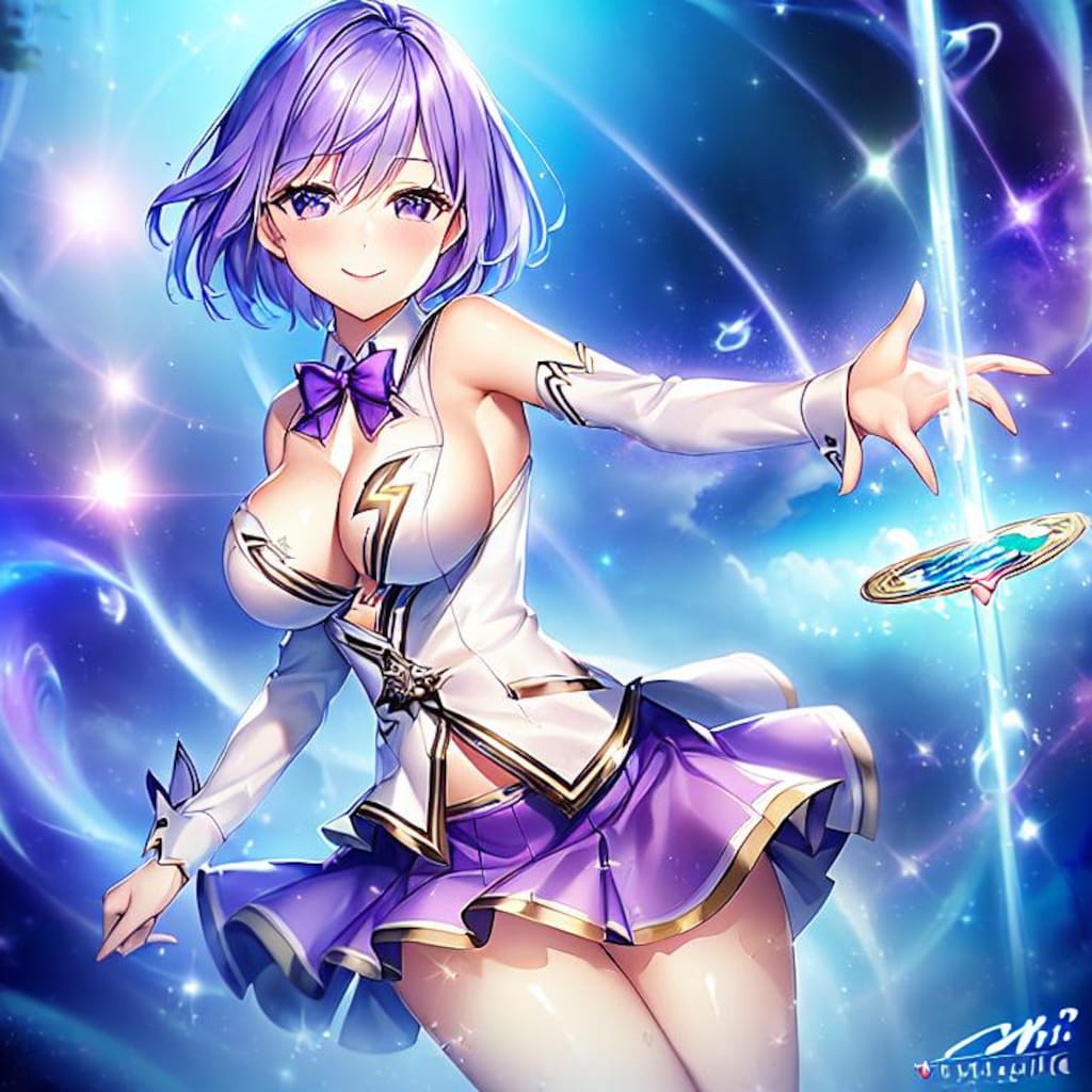 紫髪の巨乳魔法使いちゃん（6枚）