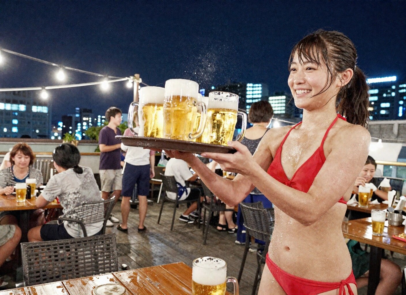素敵な店員さん（ビアガーデンでビキニ）R-15