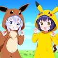 2/27はポケモンの日　ポケモンの着ぐるみを着たチノとメグ 2枚目