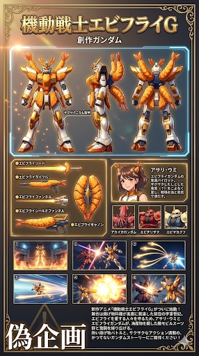 機動戦士エビフライG　創作ガンダム | の人気AIイラスト・グラビア