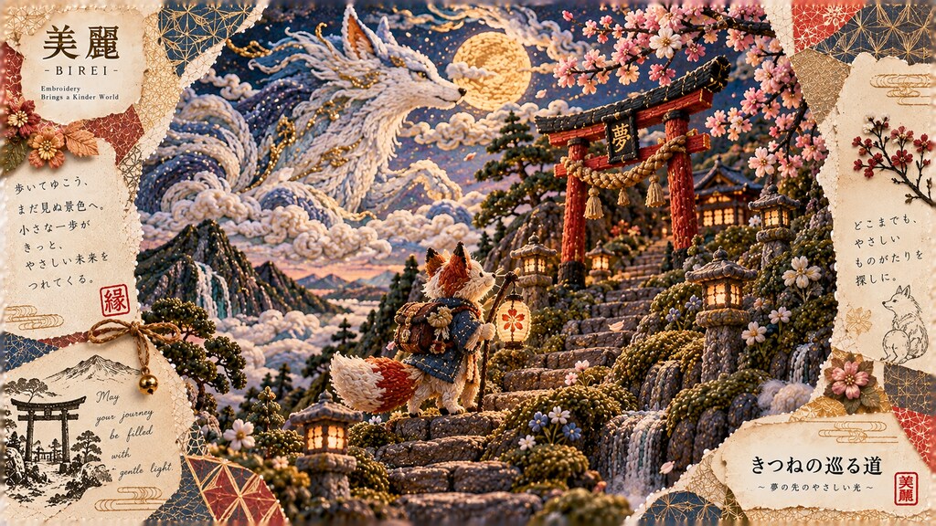 A small lantern, a long staircase, a spirit fox watching from the clouds.  Keep walking, toward the