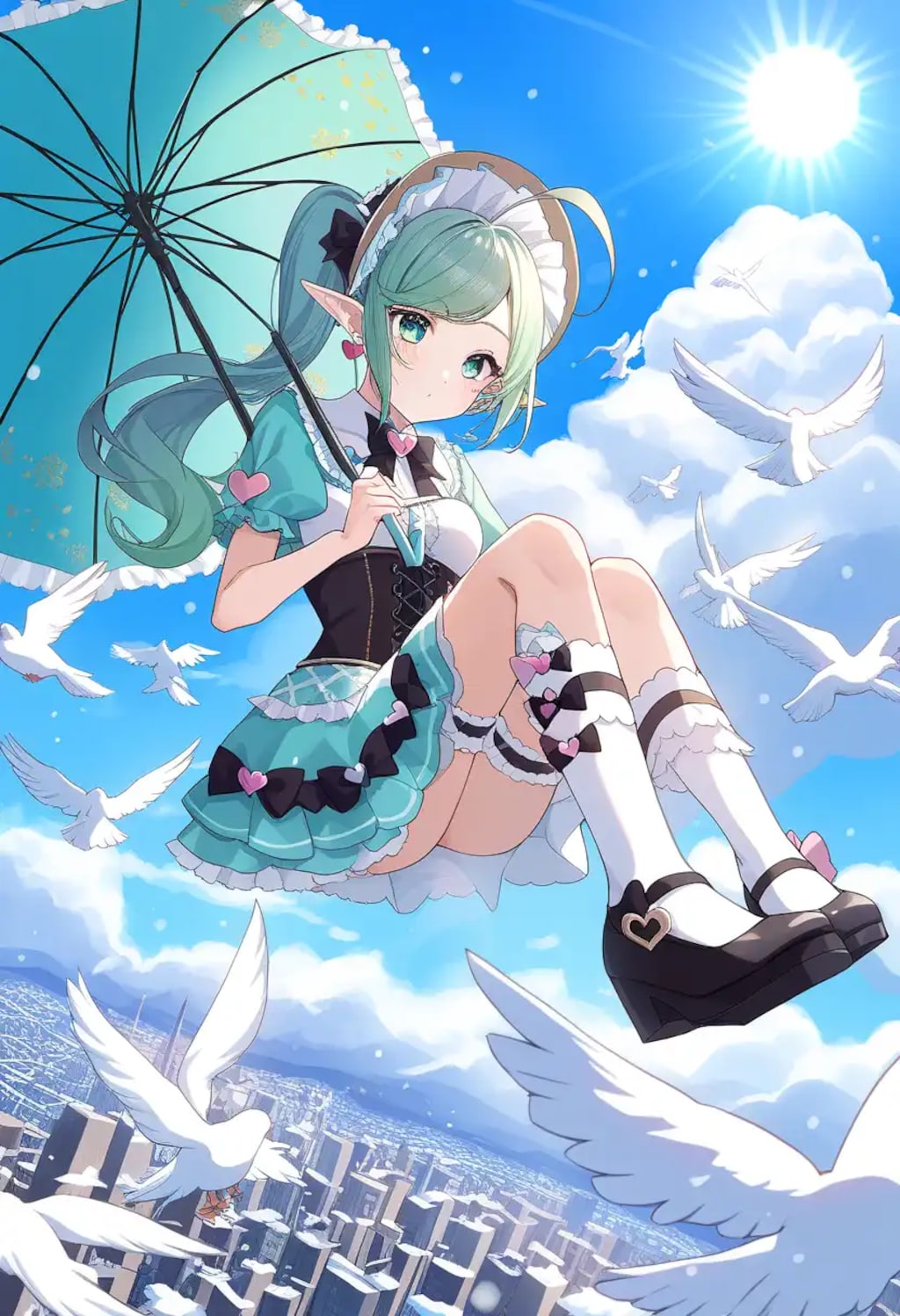 カモメさんと一緒に空を飛ぶマヤ