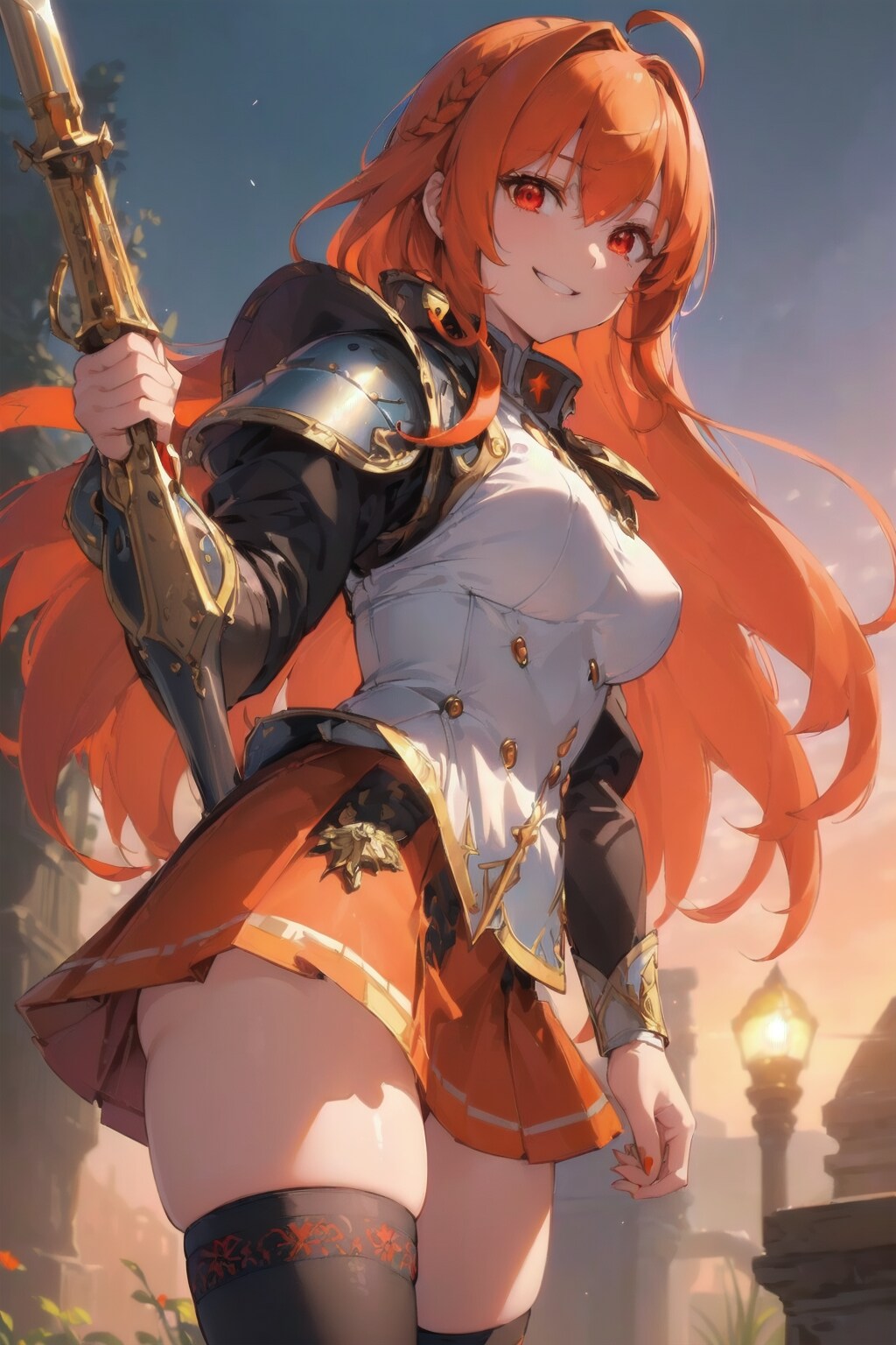 戦いに赴く戦闘狂のオレンジ髪の女騎士様