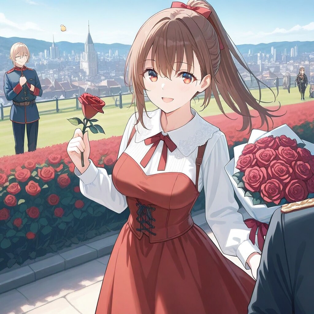 赤いバラの少女