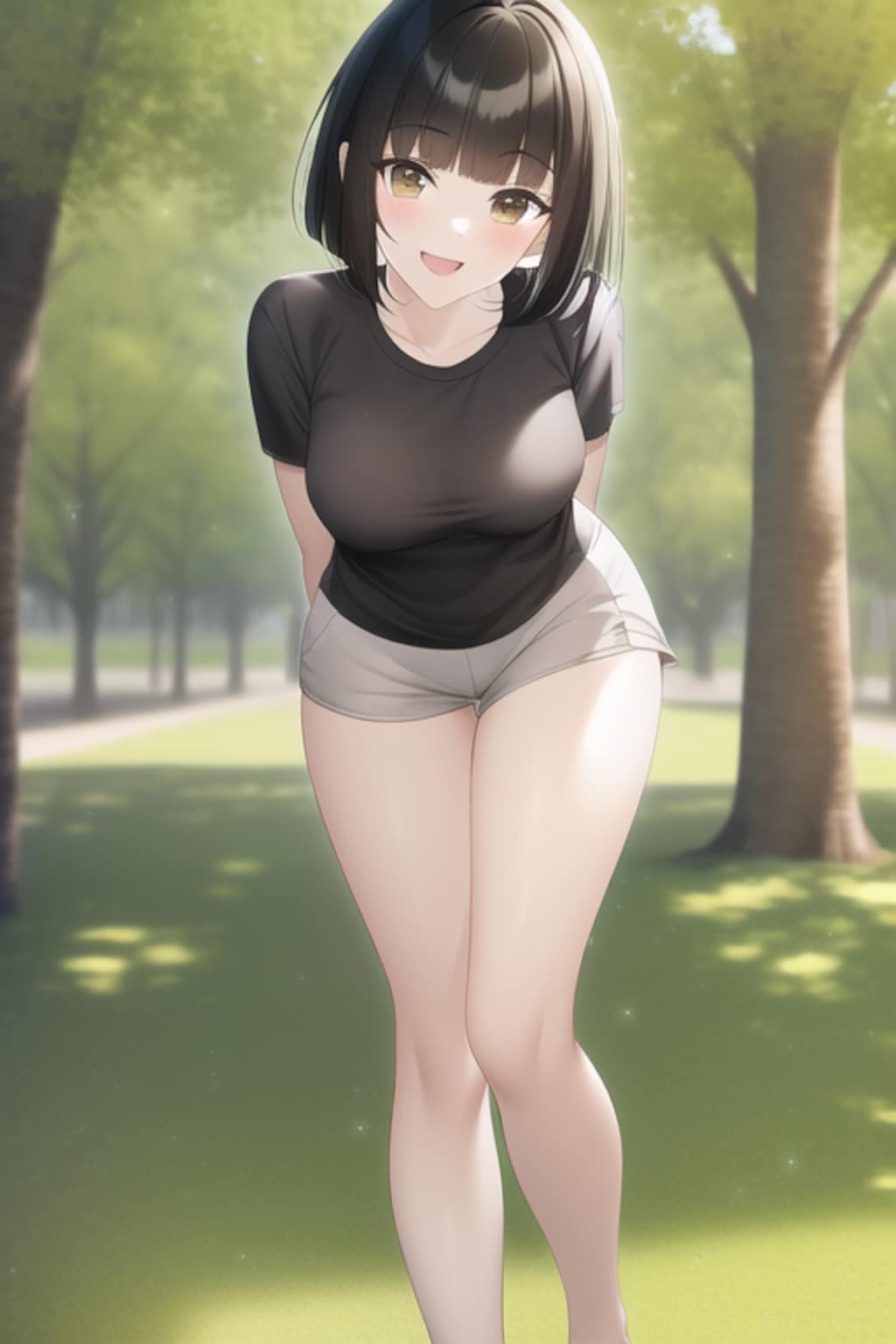 大自然と生足奥様