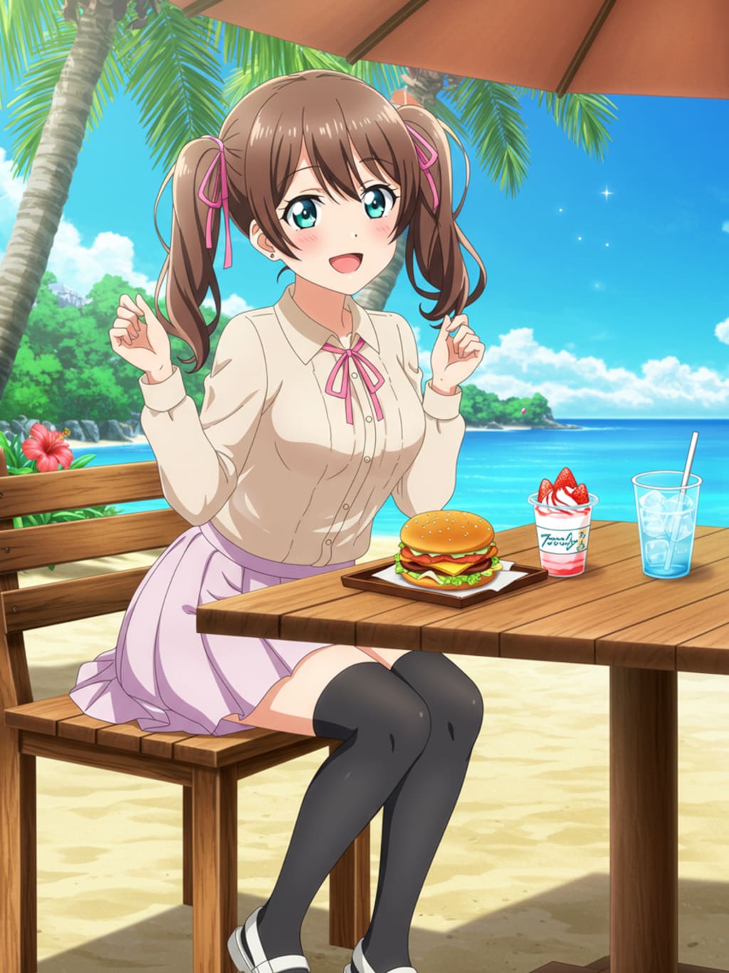 テリヤキバーガーといちごヨーグルト