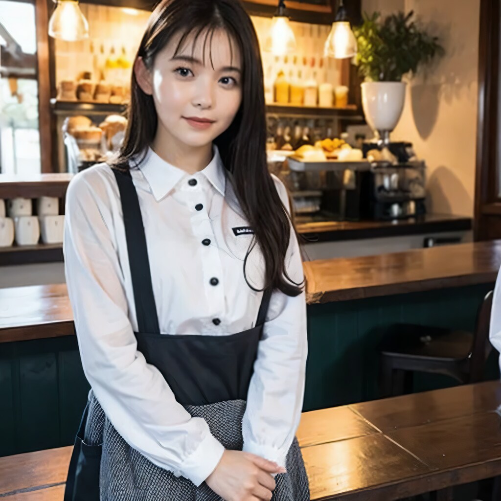 黒髪ロングでカフェの美女４７
