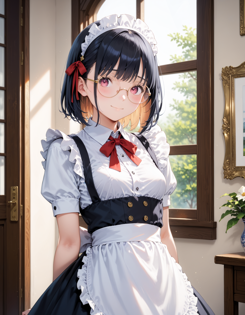 黒髪メガネっ娘メイド