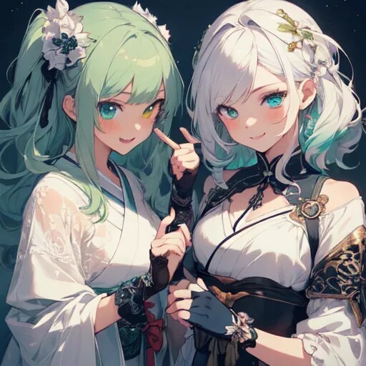 緑白４ | の人気AIイラスト・グラビア