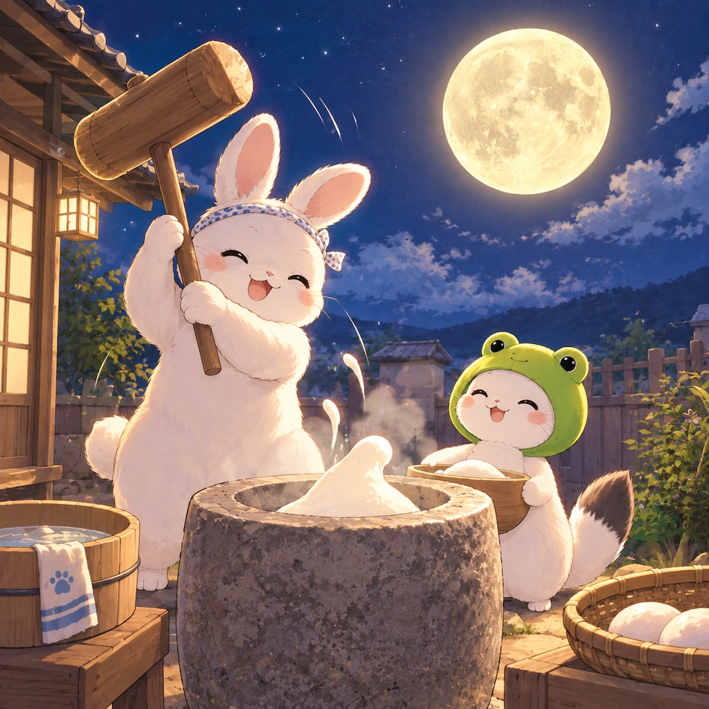 もうすぐ十五夜🌛うさぎアーマーで団子づくりだ！！