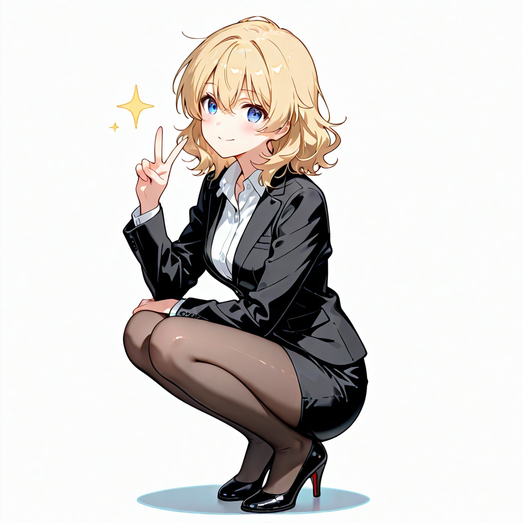 エイミーさんのしゃがみピース