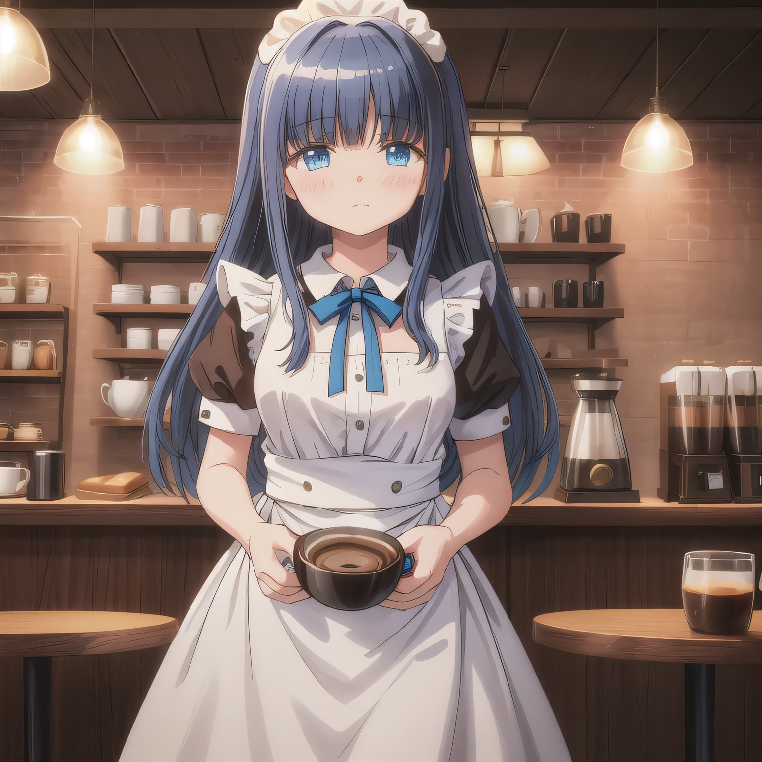 黒髪ロングでカフェの少女２５ | の人気AIイラスト・グラビア