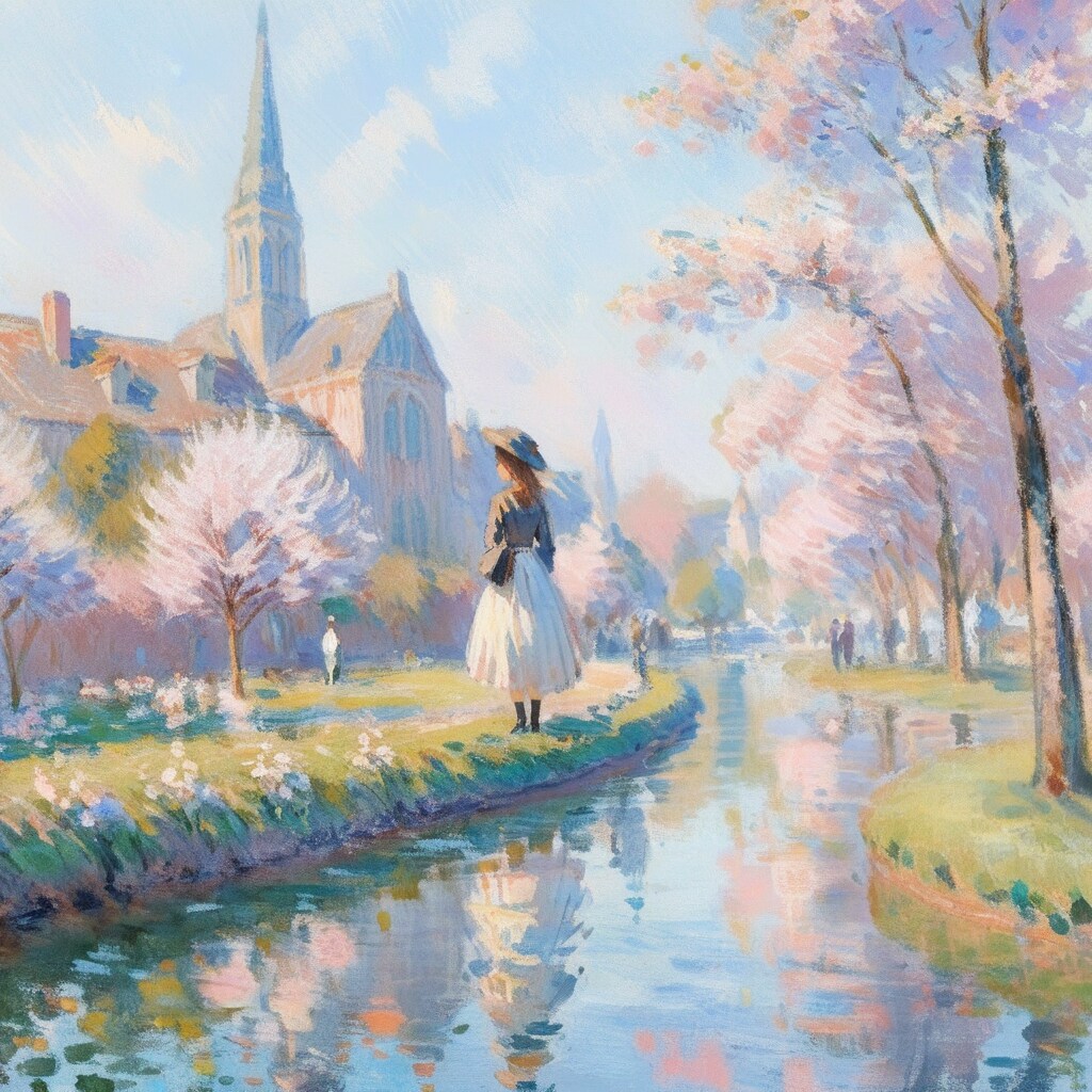 印象派の桜の少女