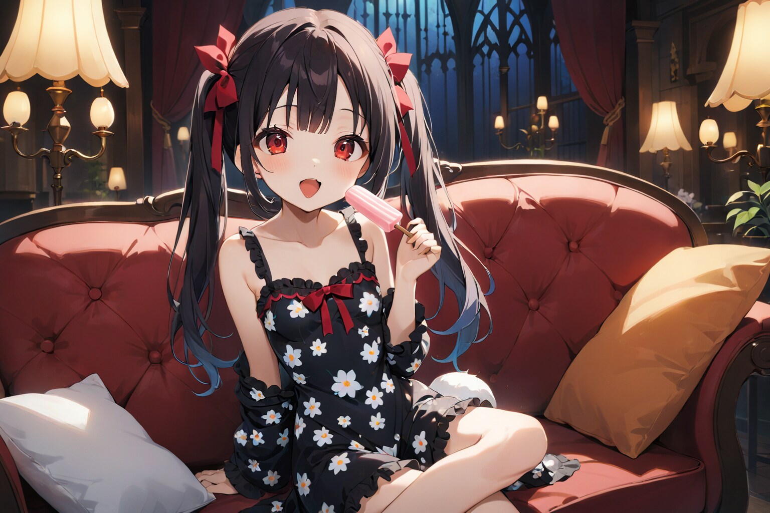 黒髪花柄ワンピース(夏の至福)_20240619 | の人気AIイラスト・グラビア