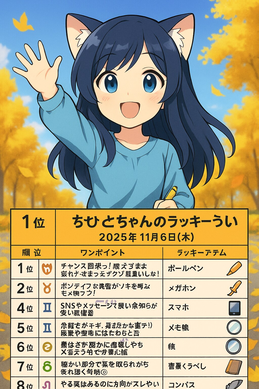 チャトピちゃん占い(11/06) | の人気AIイラスト・グラビア