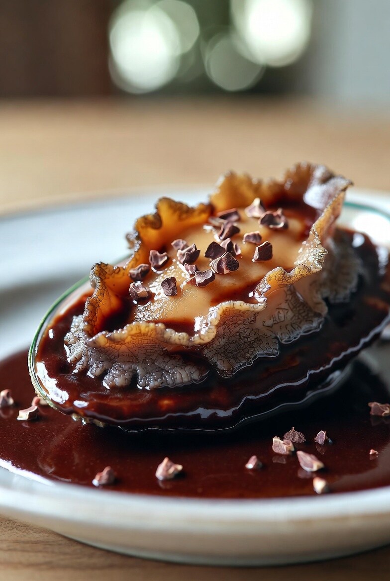 活鮑のチョコレートバターソテー