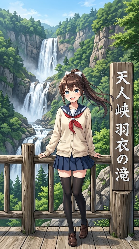 天人峡羽衣の滝 ポニーテールちゃんポニーテール | の人気AIイラスト・グラビア